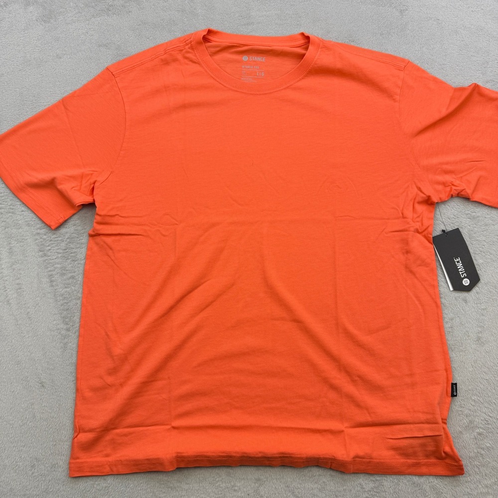 Stance Shirt Mens Large Studio T Shirt Orange Crew Neck Short Sleeve Spring